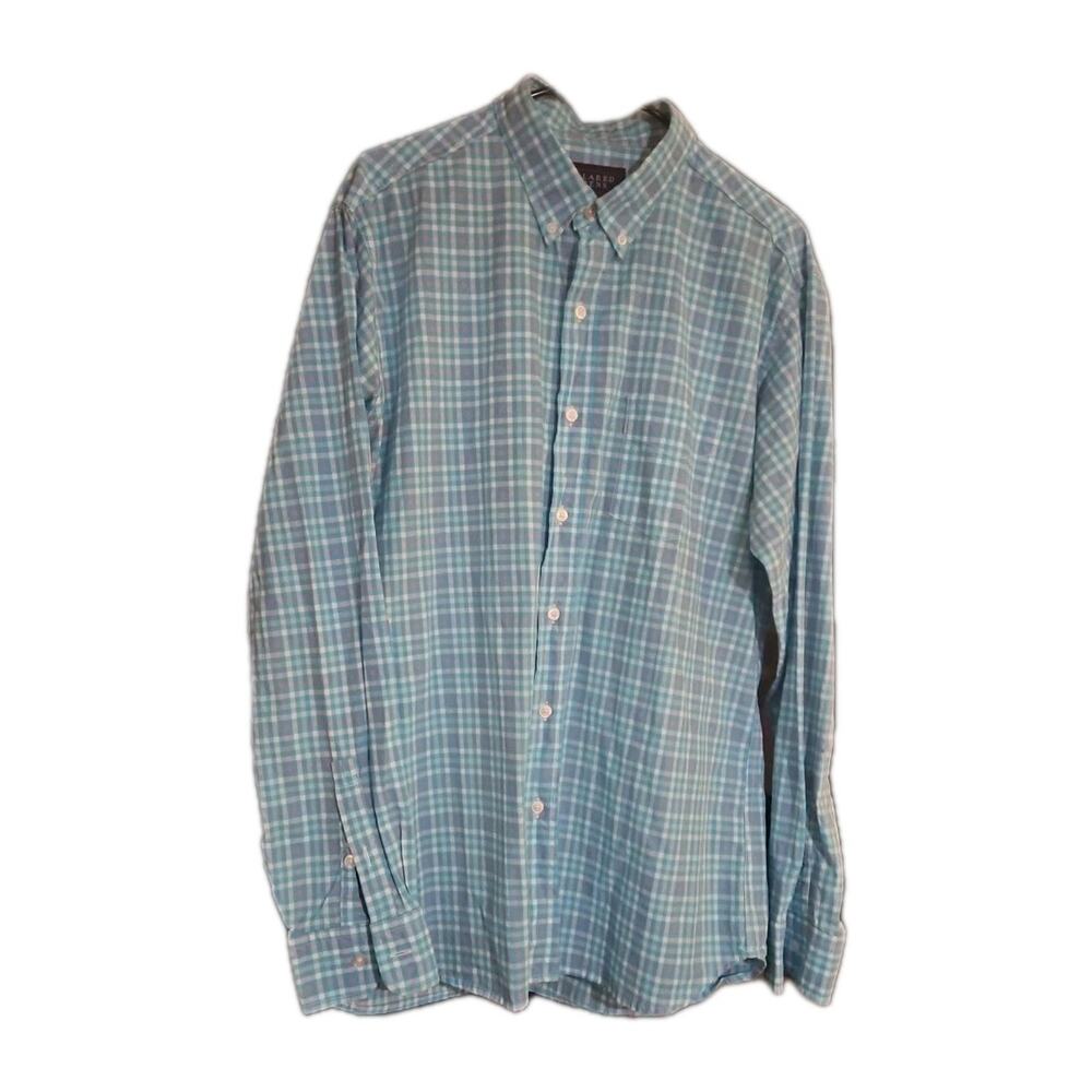 Collared Greens American Made Shirt XL Blue Button Down Plaid Long Sleeve USA